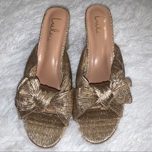 Gold Lulus slipper heel size 11